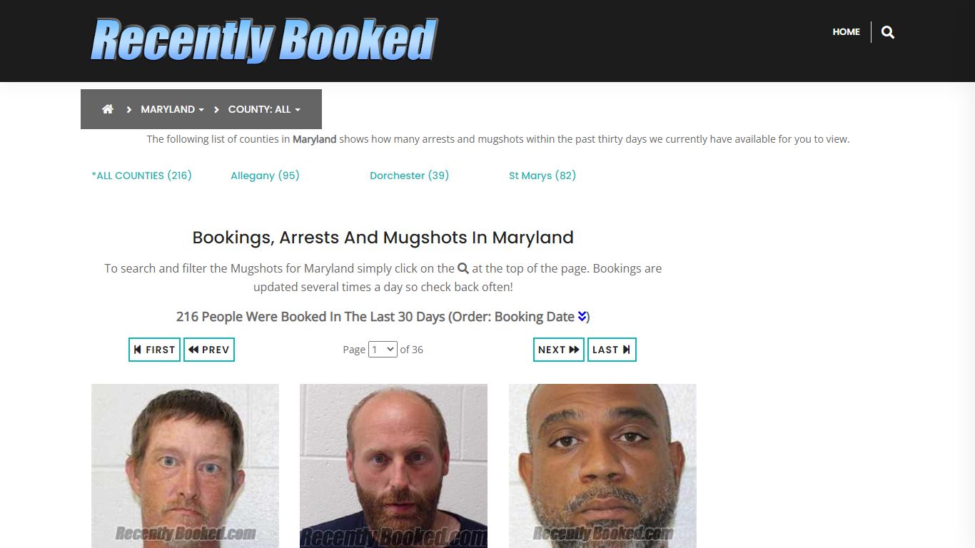 Recent bookings, Arrests, Mugshots in Maryland - Recently Booked